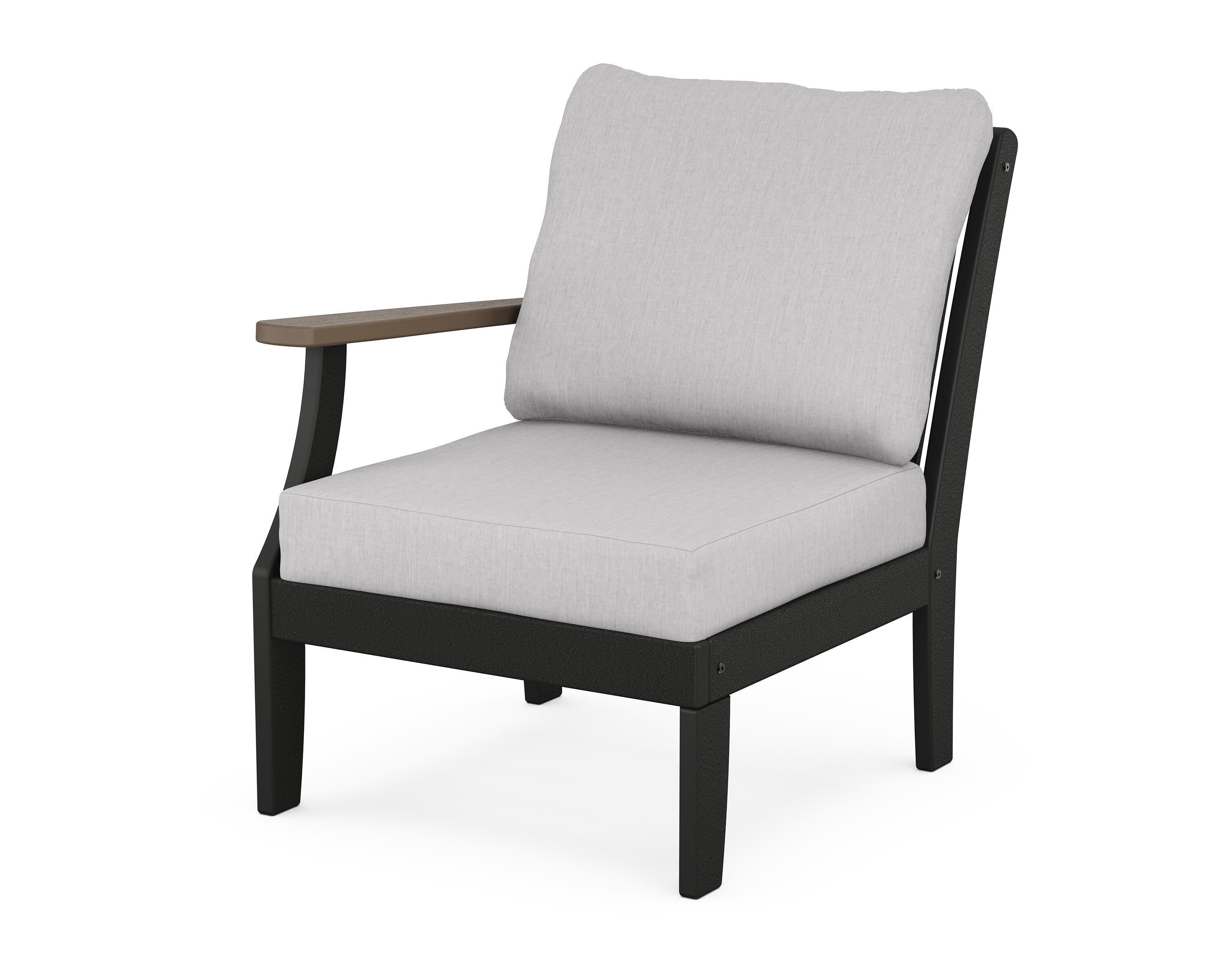 POLYWOOD® Braxton Modular Left Arm Chair in Black / Kona / Granite