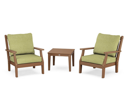 Country Living Wovendale 3-Piece Deep Seating Set in Teak / Chartreuse Boucle