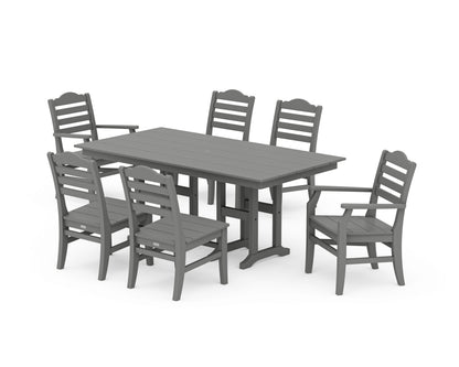 POLYWOOD® Savannah 7-Piece Farmhouse Dining Set in Slate Grey