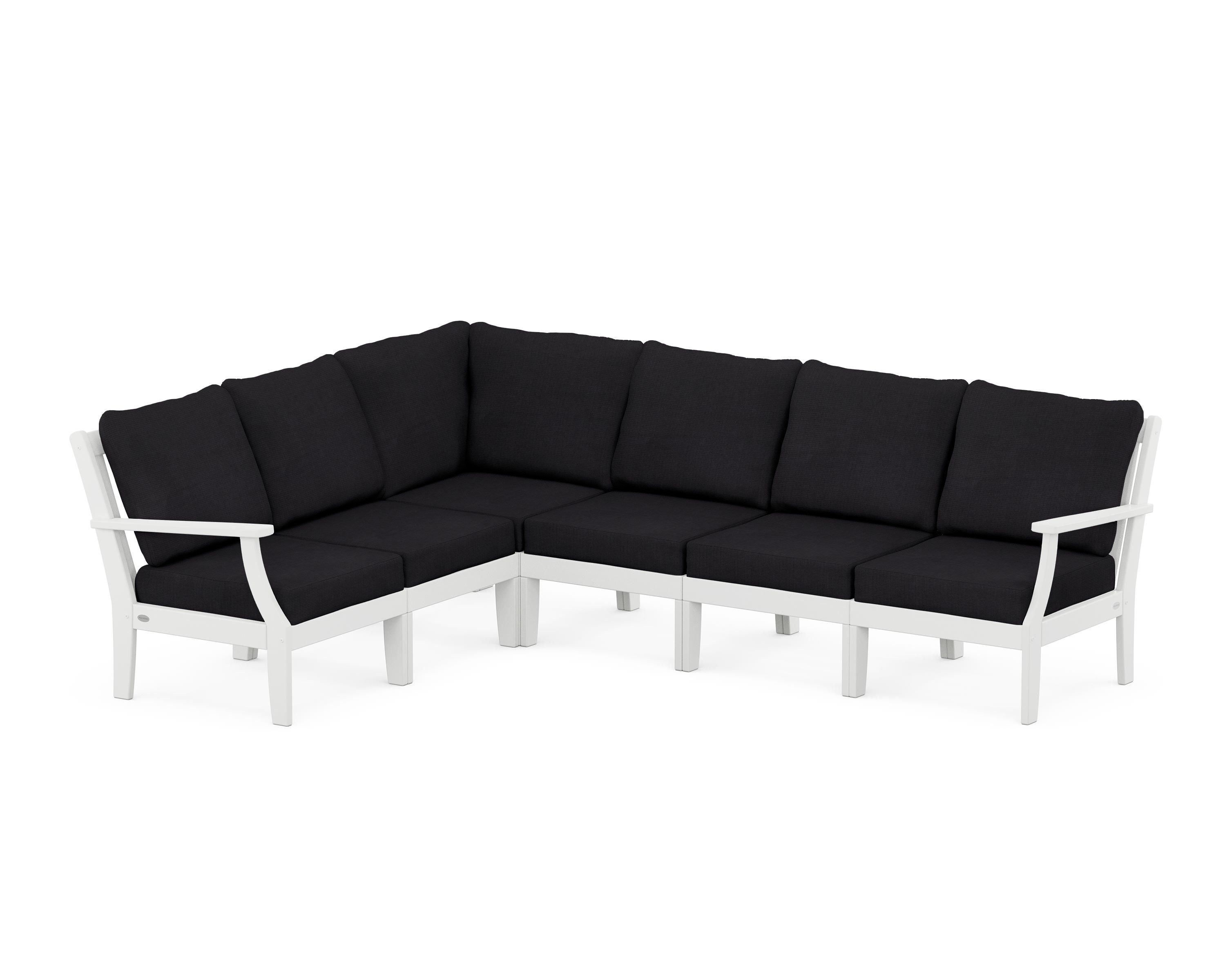 POLYWOOD® Braxton Modular 6-Piece Deep Seating Set in White / Midnight Linen