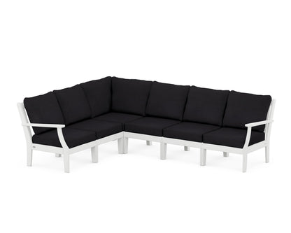 POLYWOOD® Braxton Modular 6-Piece Deep Seating Set in White / Midnight Linen