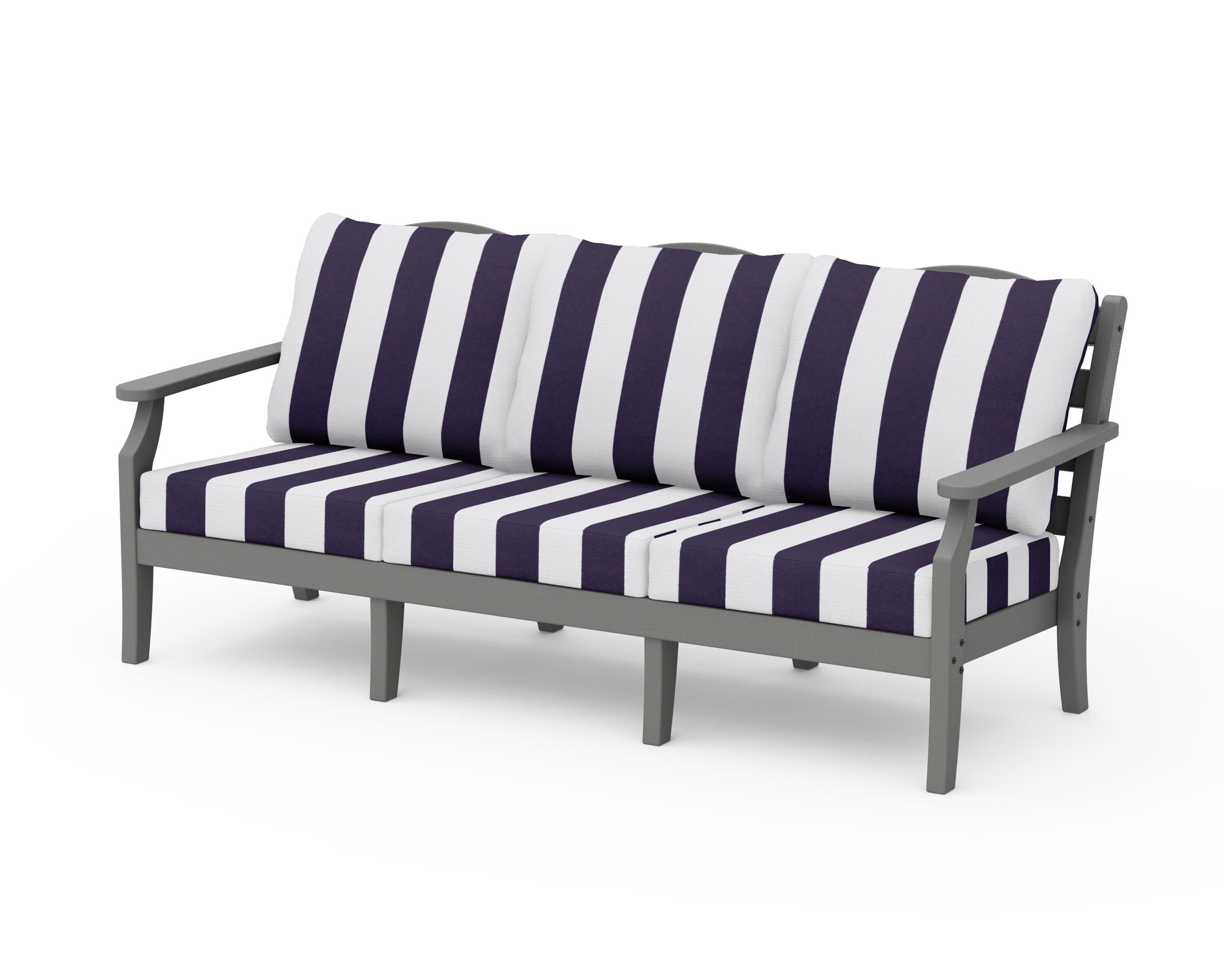 Draper James™ by  POLYWOOD® Savannah Deep Seating Sofa in Slate Grey / Cabana Stripe Navy
