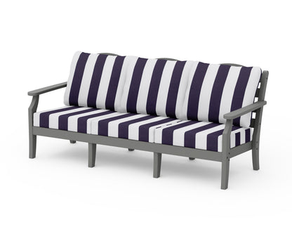 Draper James™ by  POLYWOOD® Savannah Deep Seating Sofa in Slate Grey / Cabana Stripe Navy