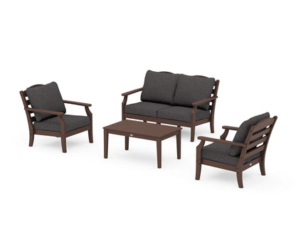 Draper James™ by  POLYWOOD® Savannah 4-Piece Deep Seating Set with Loveseat in Mahogany / Ash Charcoal