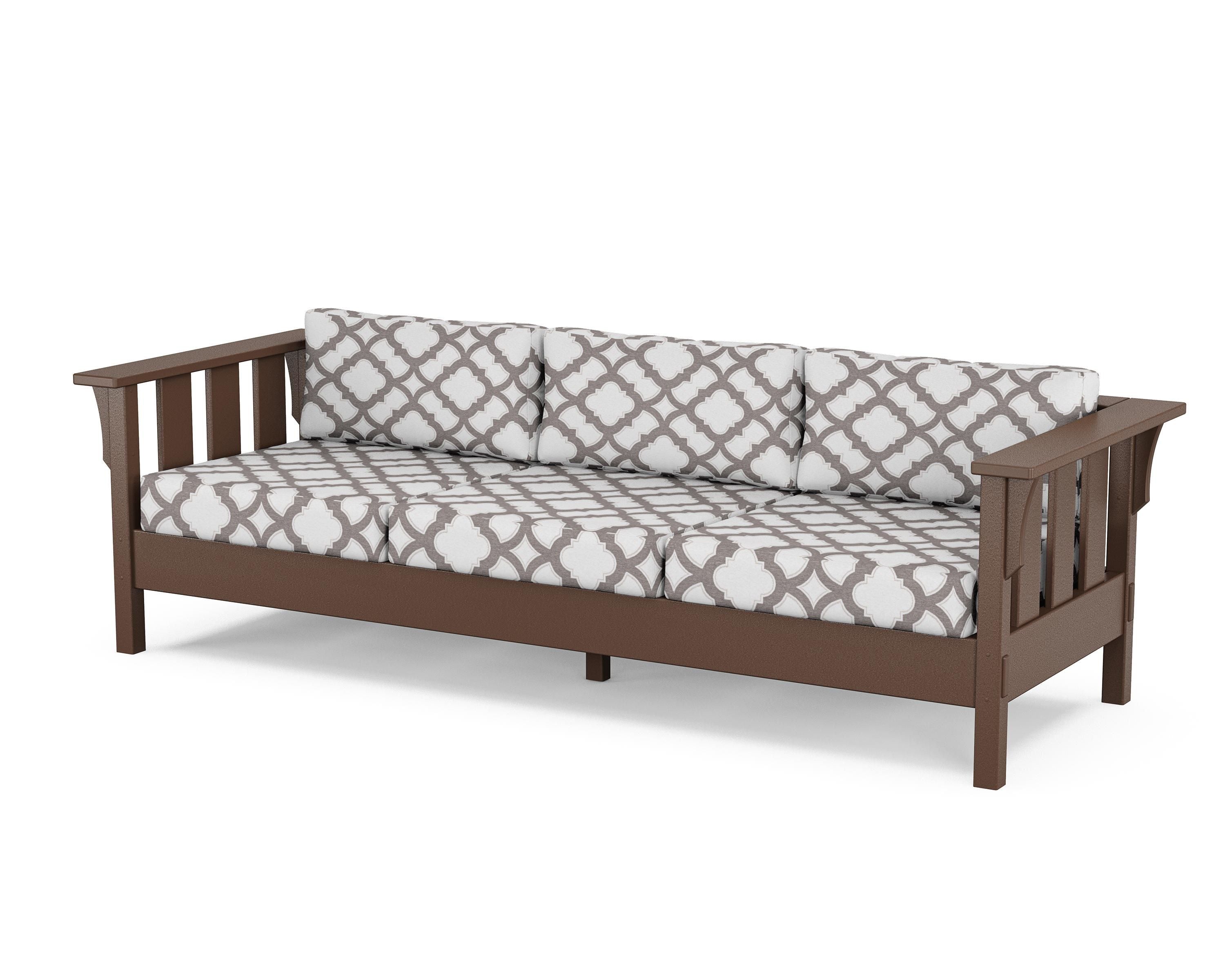 Martha Stewart by POLYWOOD® Acadia Deep Seating Sofa in Mahogany / Trellis Grey Mist