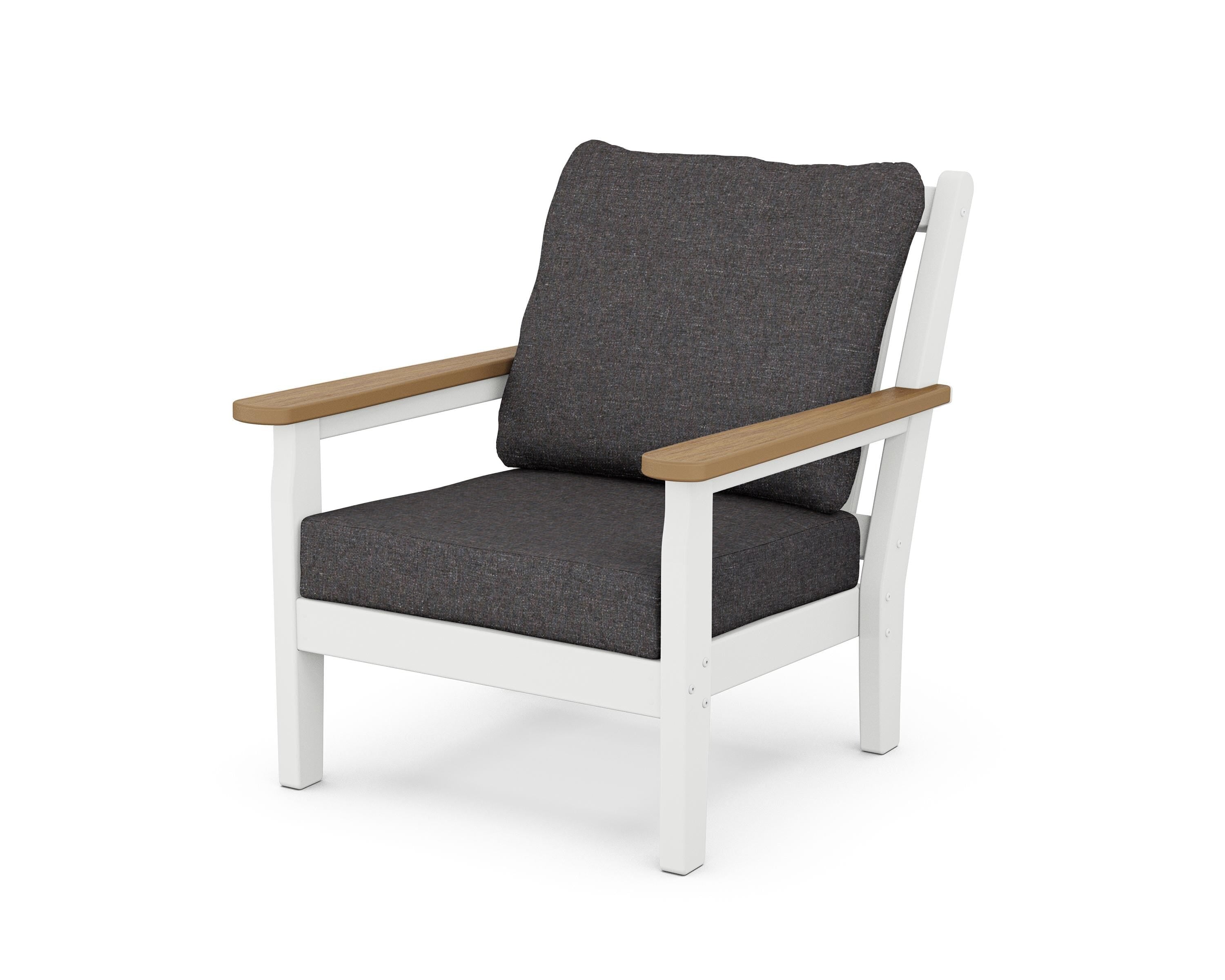 POLYWOOD® Chippendale Deep Seating Chair in White / Natural / Ash Charcoal