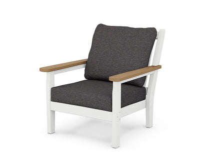 POLYWOOD® Chippendale Deep Seating Chair in White / Natural / Ash Charcoal