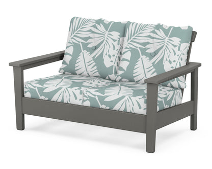 POLYWOOD® Prescott Deep Seating Loveseat in Slate Grey / Leaf Glacier Spa