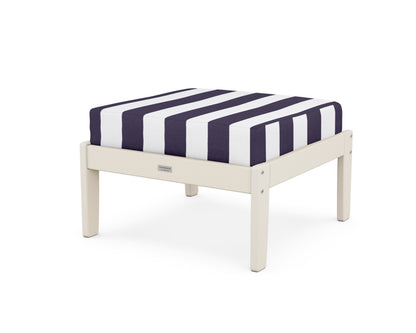 Country Living Cottage Deep Seating Ottoman in Sand / Cabana Stripe Navy