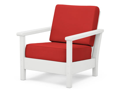 POLYWOOD® Harbour Deep Seating Chair in White / Crimson Linen