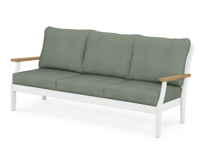 POLYWOOD® Braxton Deep Seating Sofa in White / Natural / Cast Sage