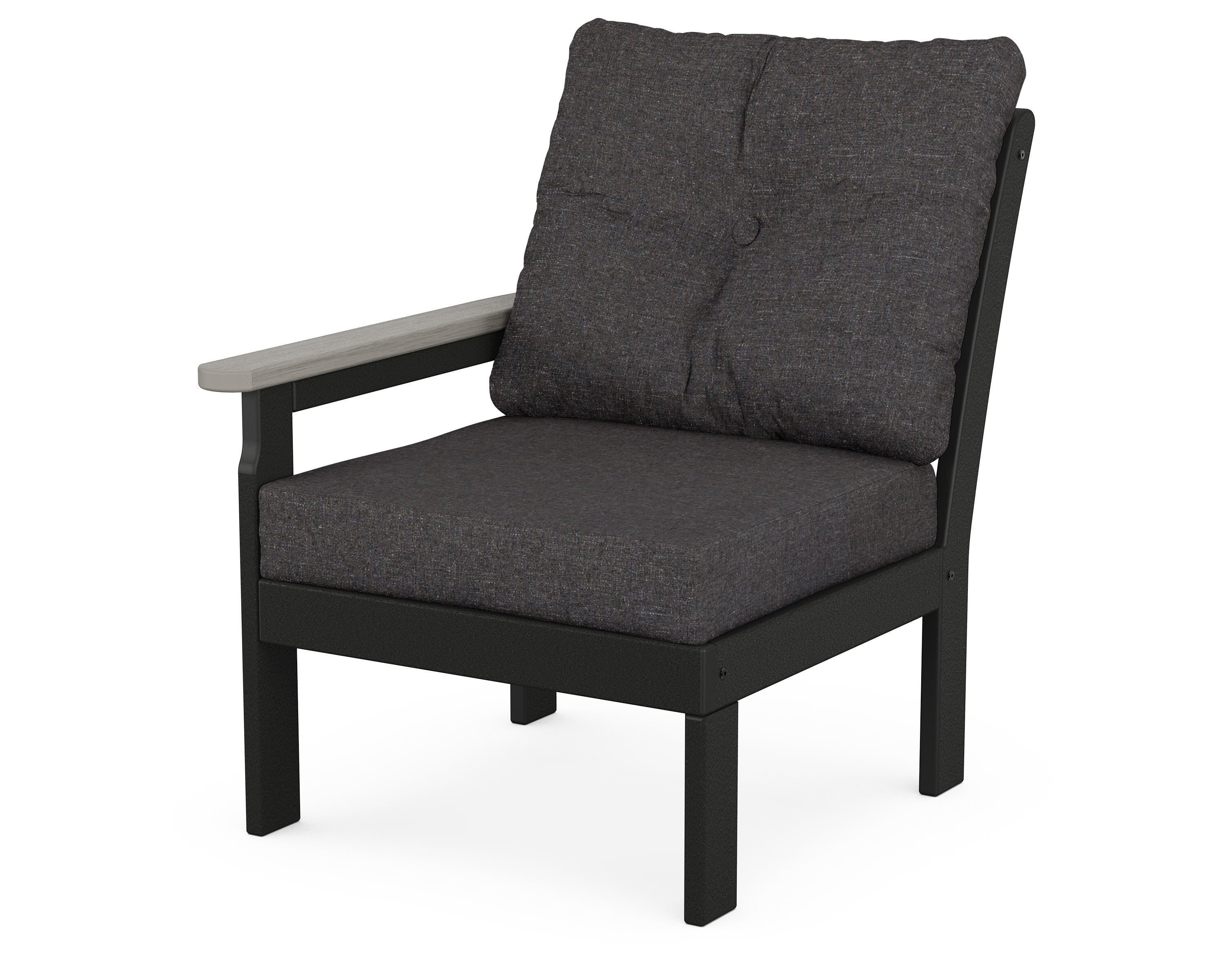 POLYWOOD® Vineyard Modular Left Arm Chair in Black / Driftwood / Ash Charcoal