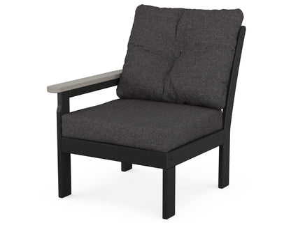 POLYWOOD® Vineyard Modular Left Arm Chair in Black / Driftwood / Ash Charcoal
