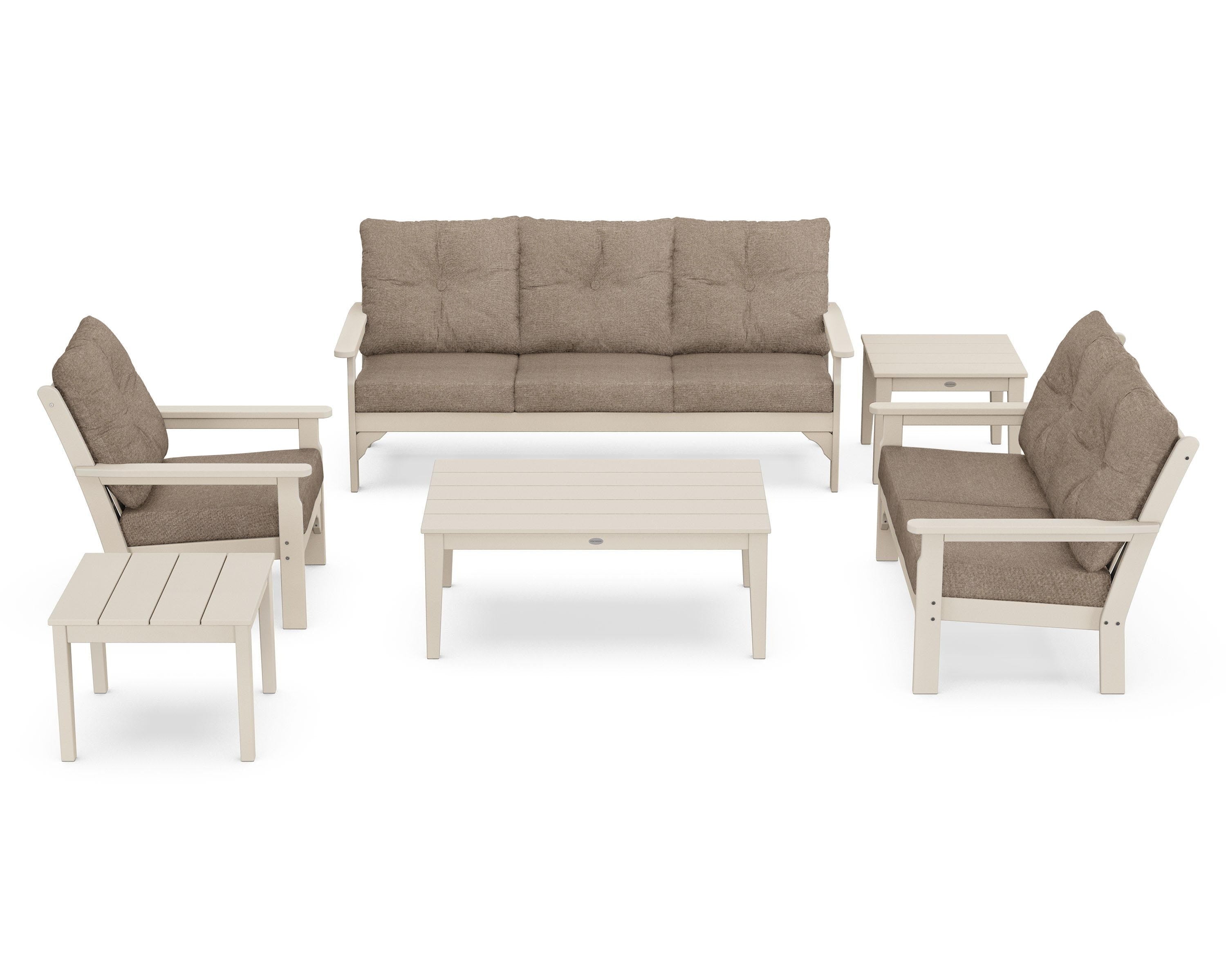 POLYWOOD® Vineyard 6-Piece Deep Seating Set in Sand / Spiced Burlap