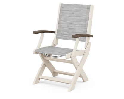 POLYWOOD® Coastal Folding Chair in Sand / Kona / Metallic Sling