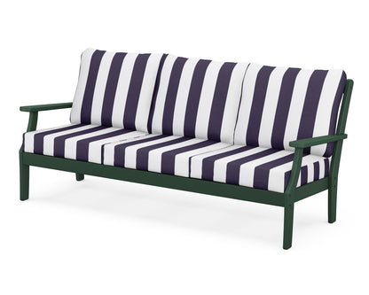 POLYWOOD® Braxton Deep Seating Sofa in Green / Cabana Stripe Navy