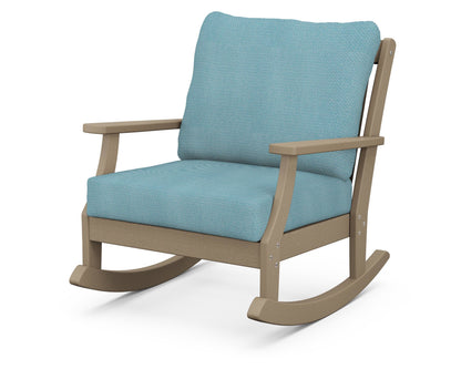 POLYWOOD® Braxton Deep Seating Rocking Chair in Vintage Sahara / Lattice Sky Blue