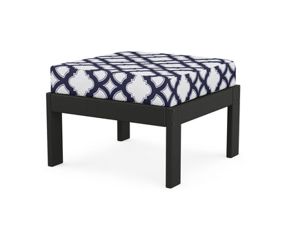 POLYWOOD® Vineyard Modular Ottoman in Black / Trellis Navy