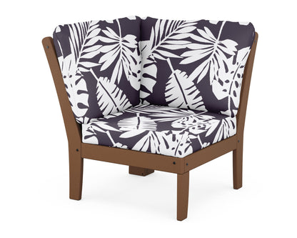 POLYWOOD® Braxton Modular Corner Chair in Teak / Leaf Navy