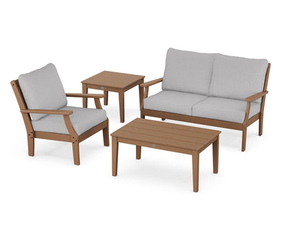 POLYWOOD® Braxton 4-Piece Deep Seating Set in Teak / Granite