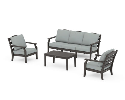 Draper James™ by  POLYWOOD® Savannah 4-Piece Deep Seating Set with Sofa in Vintage Coffee / Spa