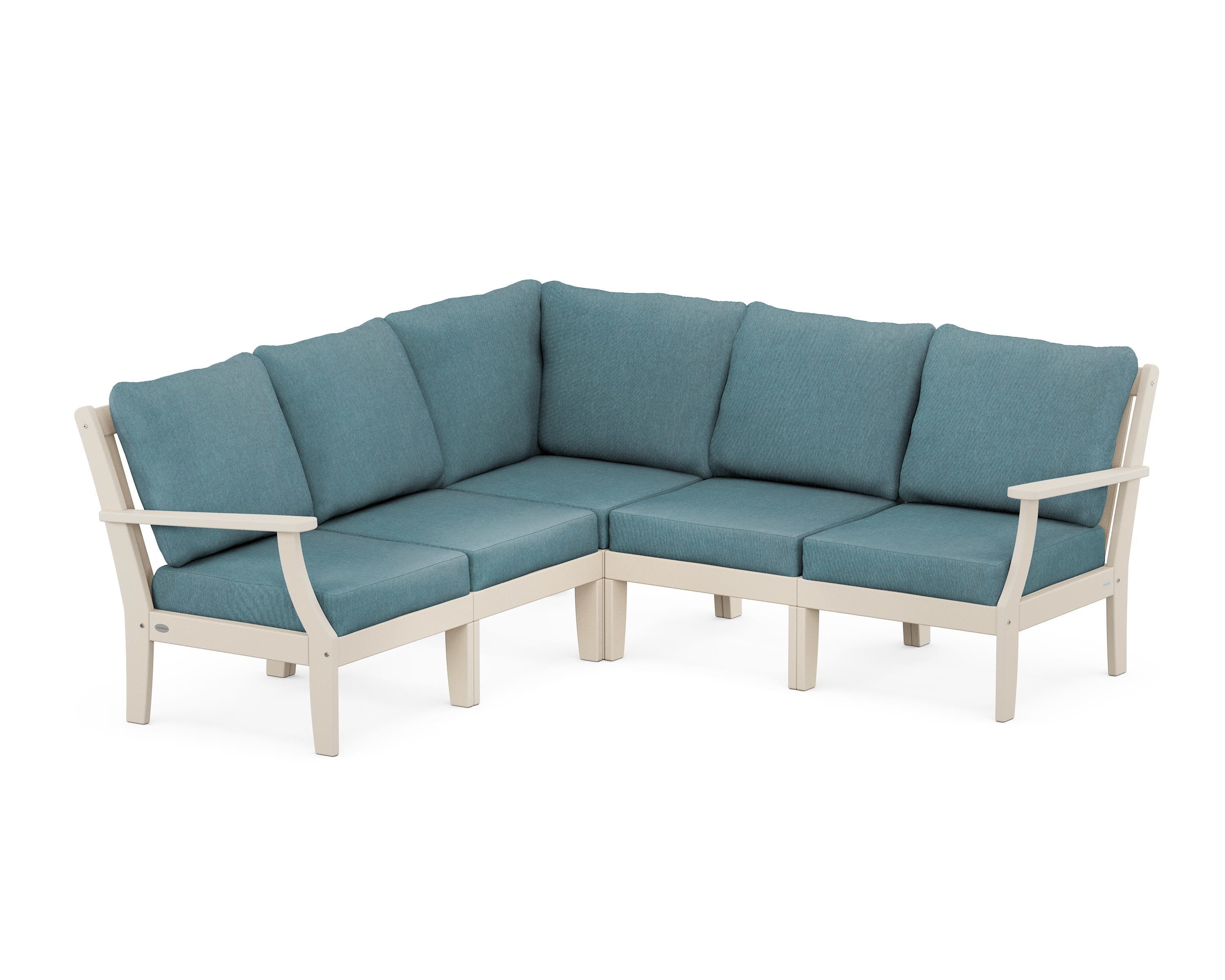 POLYWOOD® Braxton Modular 5-Piece Deep Seating Set in Sand / Ocean Teal