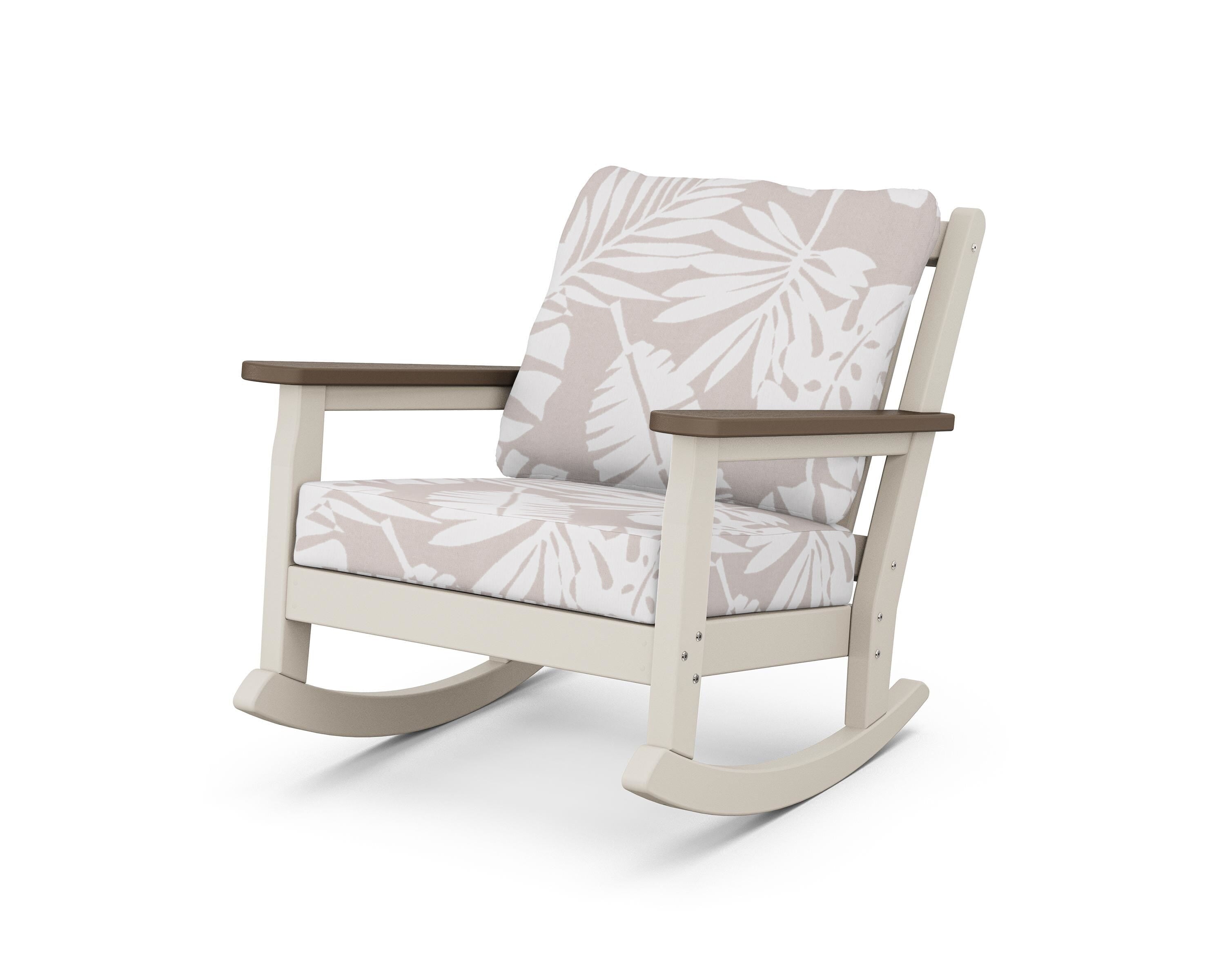 POLYWOOD® Chippendale Deep Seating Rocking Chair in Sand / Kona / Leaf Dune Burlap
