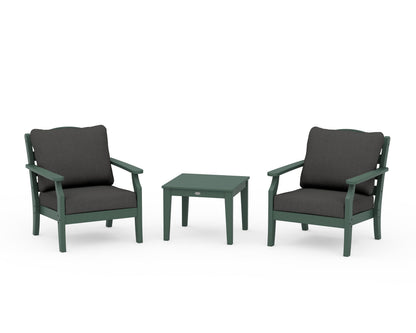 Draper James™ by  POLYWOOD® Savannah 3-Piece Deep Seating Set in Green / Spectrum Carbon