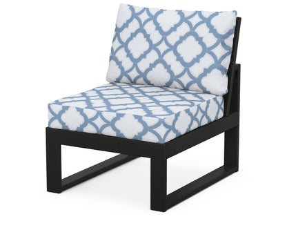 Unbranded Modular Armless Chair in Black / Trellis Sky Blue
