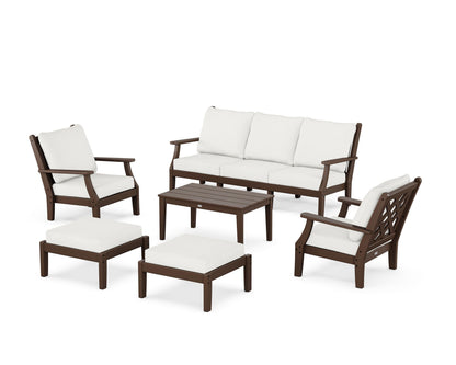 Country Living Wovendale 6-Piece Lounge Sofa Set in Mahogany / Natural Linen