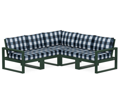 POLYWOOD® EDGE 5-Piece Modular Deep Seating Set in Green / Buffalo Plaid Marine Indigo