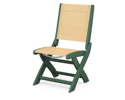POLYWOOD® Coastal Folding Side Chair in Green / Dupioni Apricot Sling