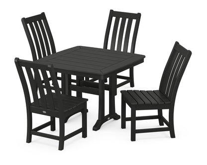 POLYWOOD® Vineyard Side Chair 5-Piece Dining Set with Trestle Legs in Black