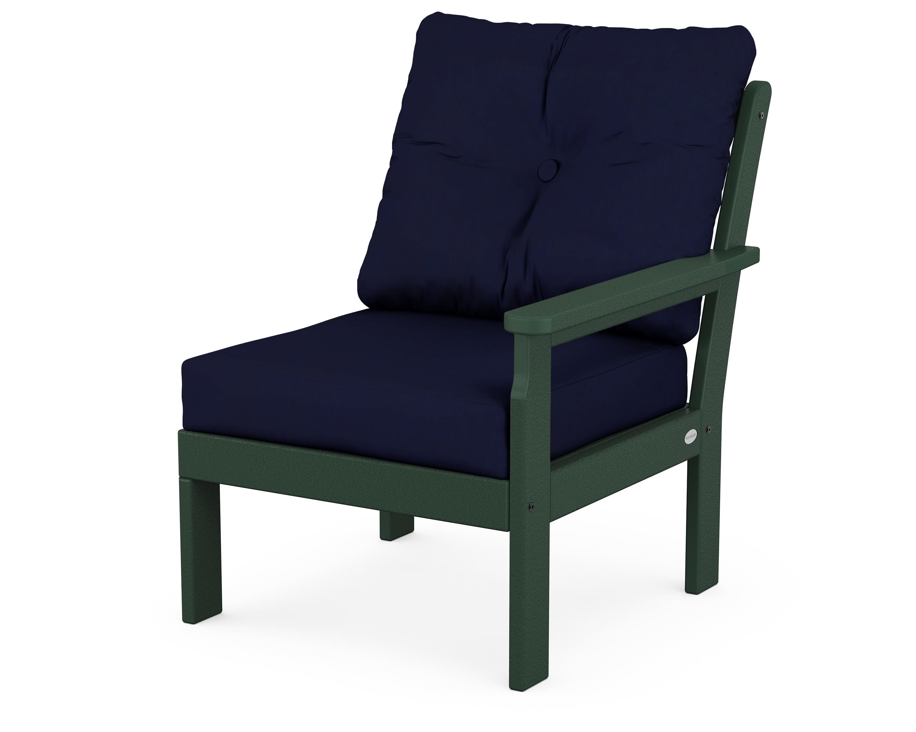 POLYWOOD® Vineyard Modular Right Arm Chair in Green / Navy