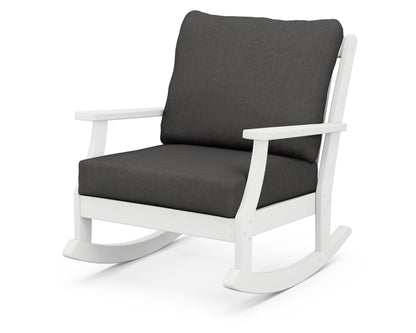 POLYWOOD® Braxton Deep Seating Rocking Chair in White / Spectrum Carbon