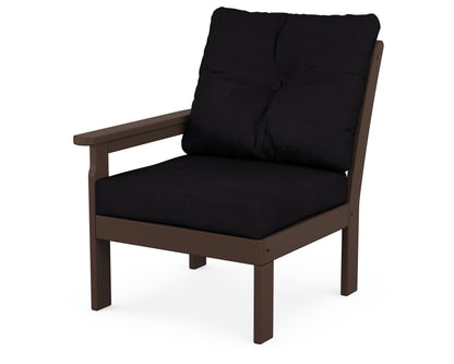 POLYWOOD® Vineyard Modular Left Arm Chair in Mahogany / Midnight Linen