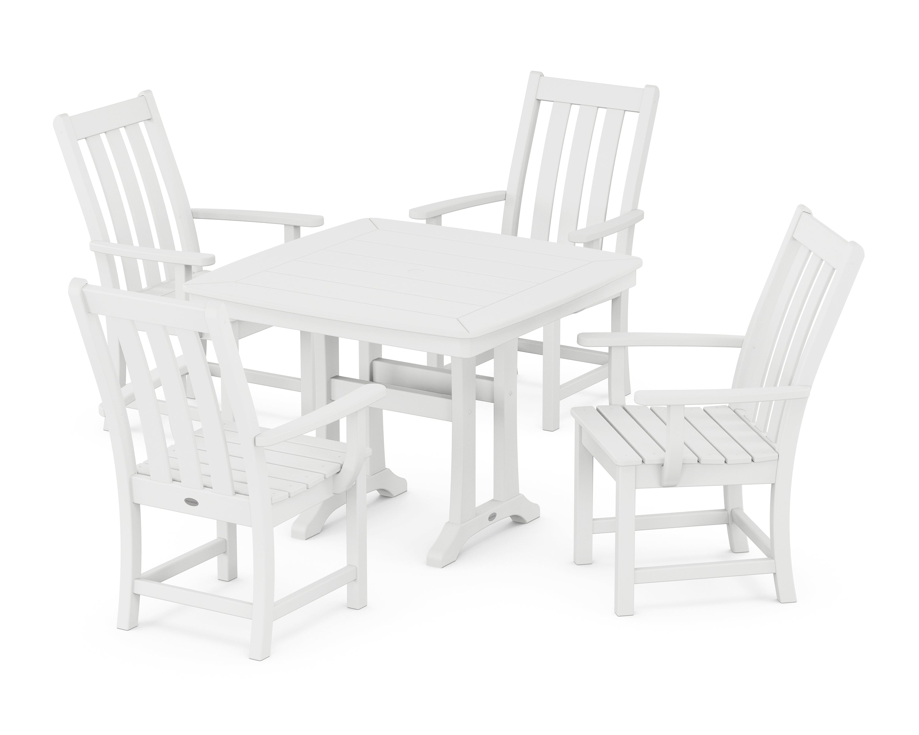 POLYWOOD® Vineyard 5-Piece Dining Set with Trestle Legs in White
