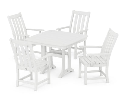 POLYWOOD® Vineyard 5-Piece Dining Set with Trestle Legs in White