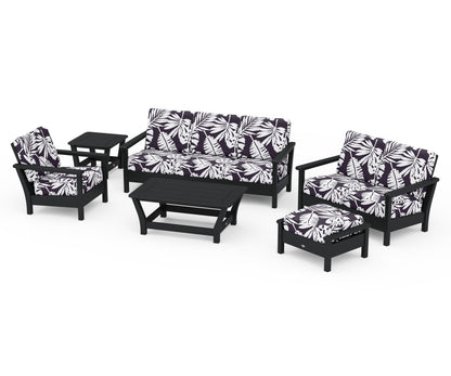 POLYWOOD® Harbour 6-Piece Outdoor Living Set in Black / Leaf Navy