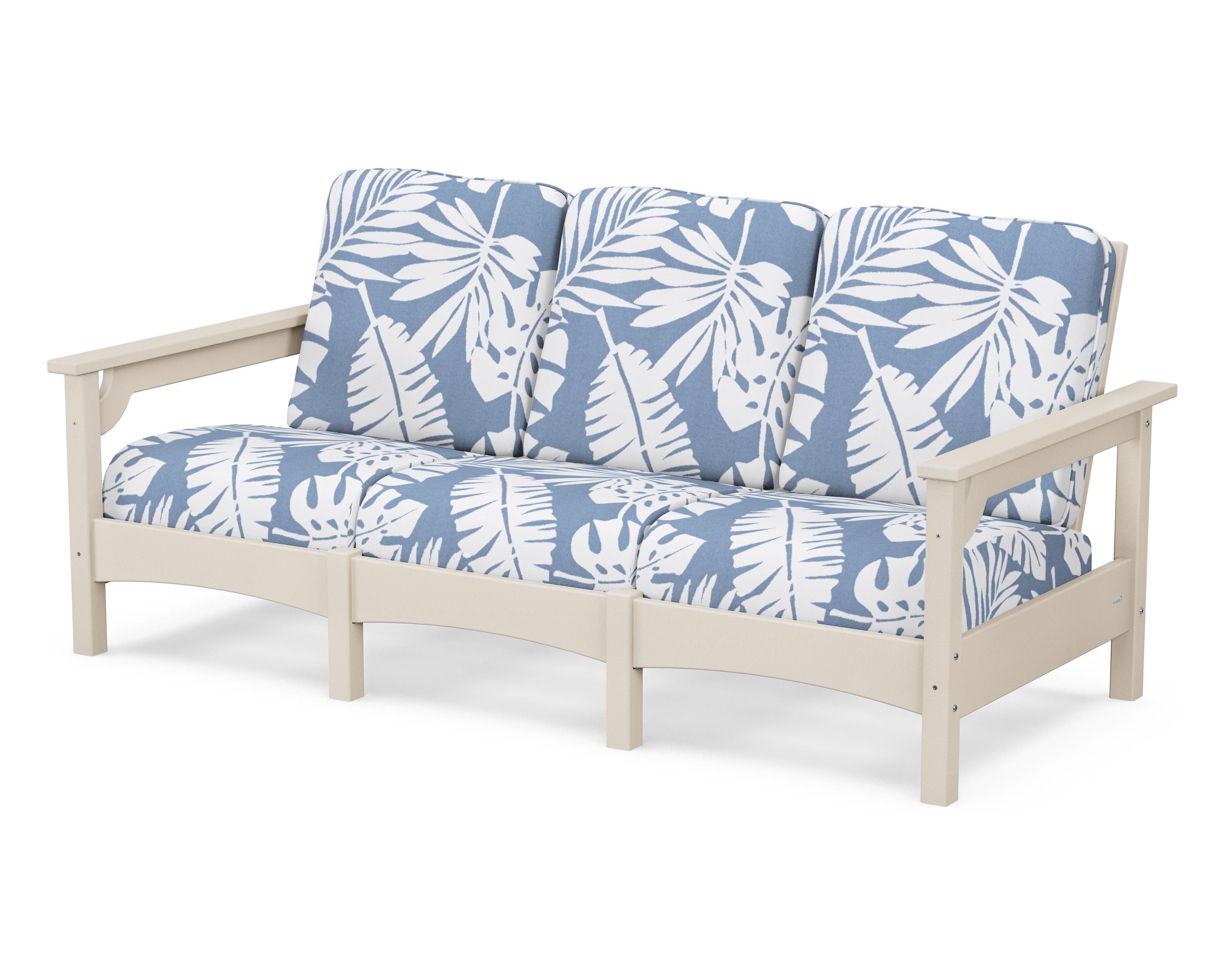 POLYWOOD® Club Sofa in Sand / Leaf Sky Blue