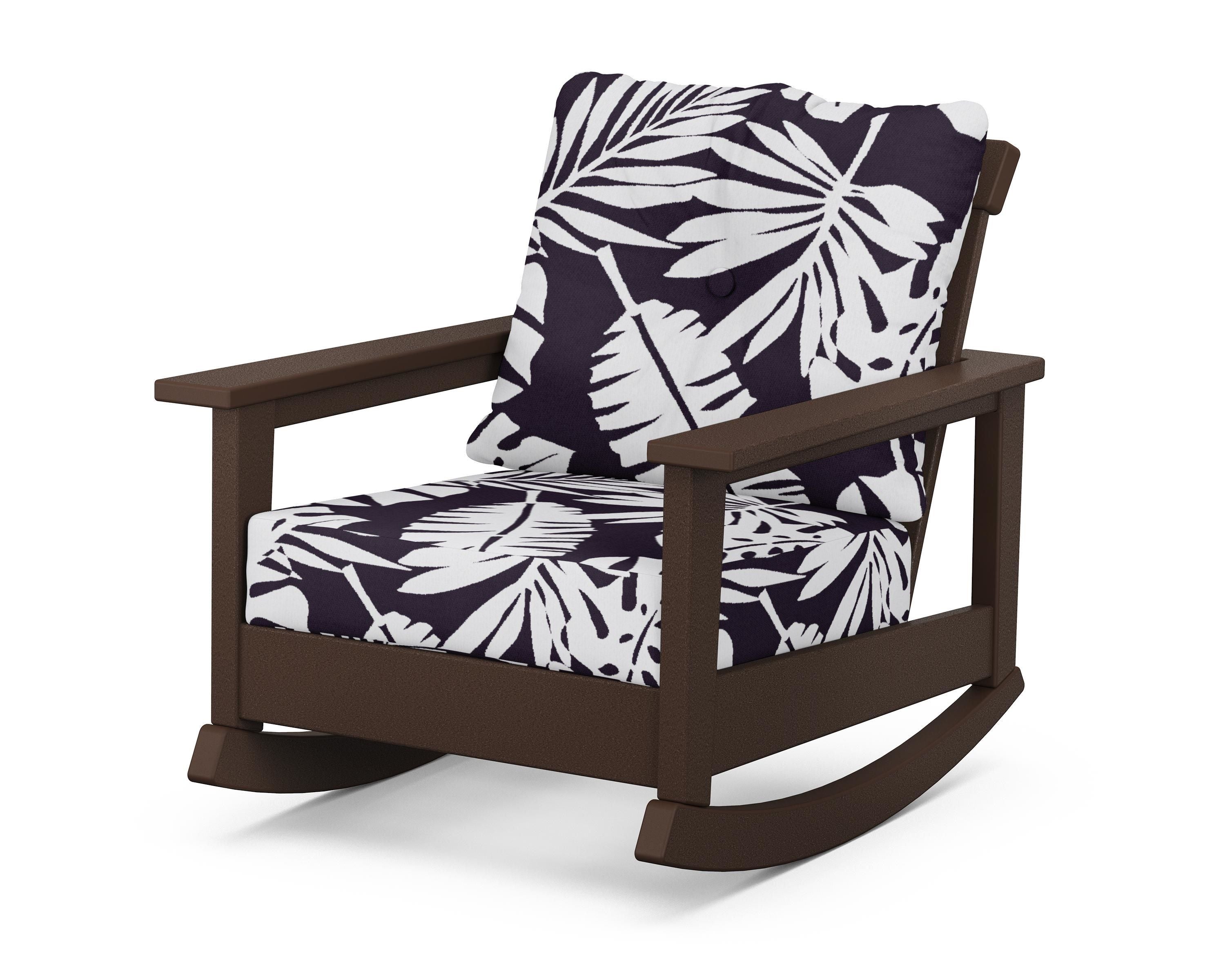 POLYWOOD® Prescott Deep Seating Rocking Chair in Mahogany / Leaf Navy