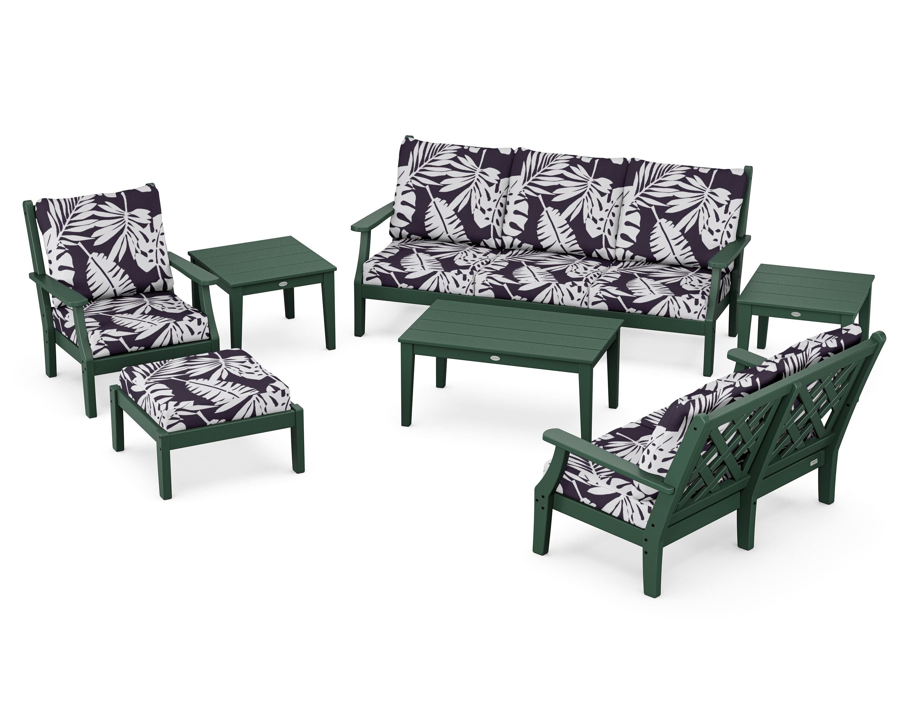 Country Living Wovendale 7-Piece Deep Seating Set in Green / Leaf Navy