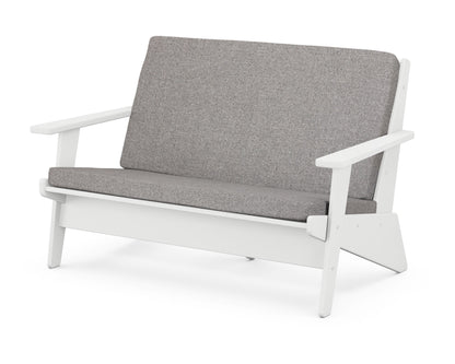 POLYWOOD® Riviera Modern Lounge Loveseat in White / Grey Mist
