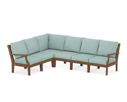 POLYWOOD® Braxton Modular 6-Piece Deep Seating Set in Teak / Glacier Spa