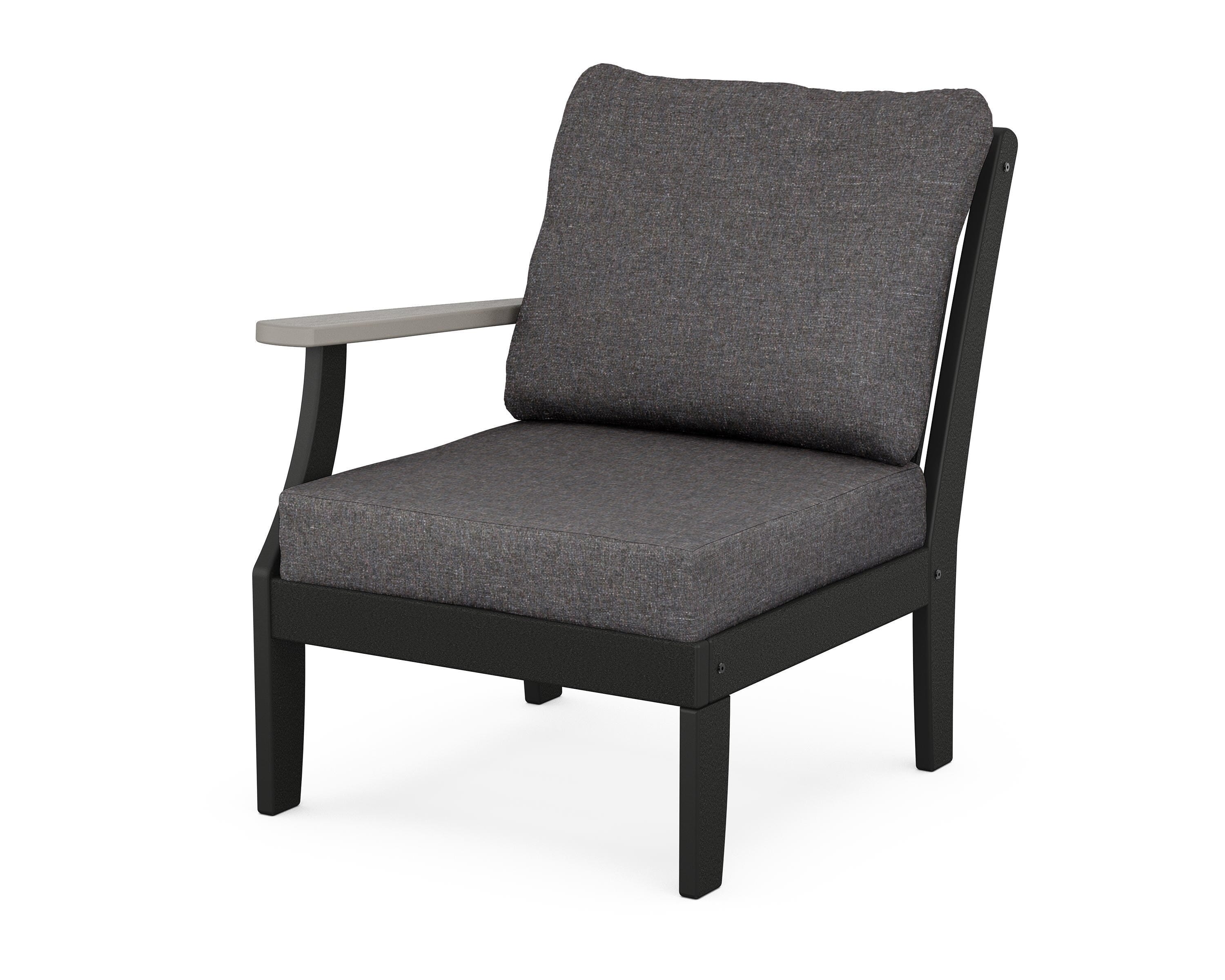 POLYWOOD® Braxton Modular Left Arm Chair in Black / Driftwood / Ash Charcoal
