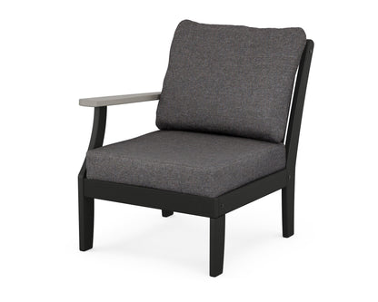 POLYWOOD® Braxton Modular Left Arm Chair in Black / Driftwood / Ash Charcoal