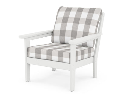 Country Living Cottage Deep Seating Chair in White / Buffalo Plaid Grey Mist