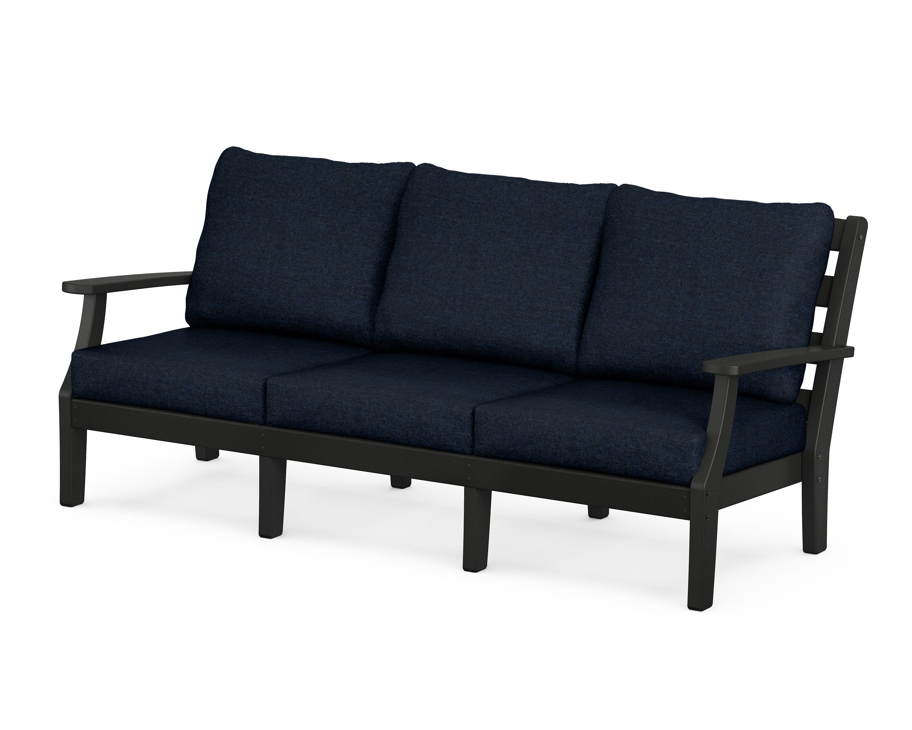 POLYWOOD® Chesapeake Deep Seating Sofa in Black / Marine Indigo