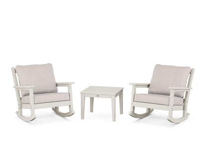 POLYWOOD® Chippendale 3-Piece Deep Seating Rocker Set in Sand / Dune Burlap