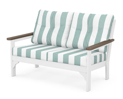 POLYWOOD® Vineyard Deep Seating Loveseat in White / Kona / Cabana Stripe Glacier Spa